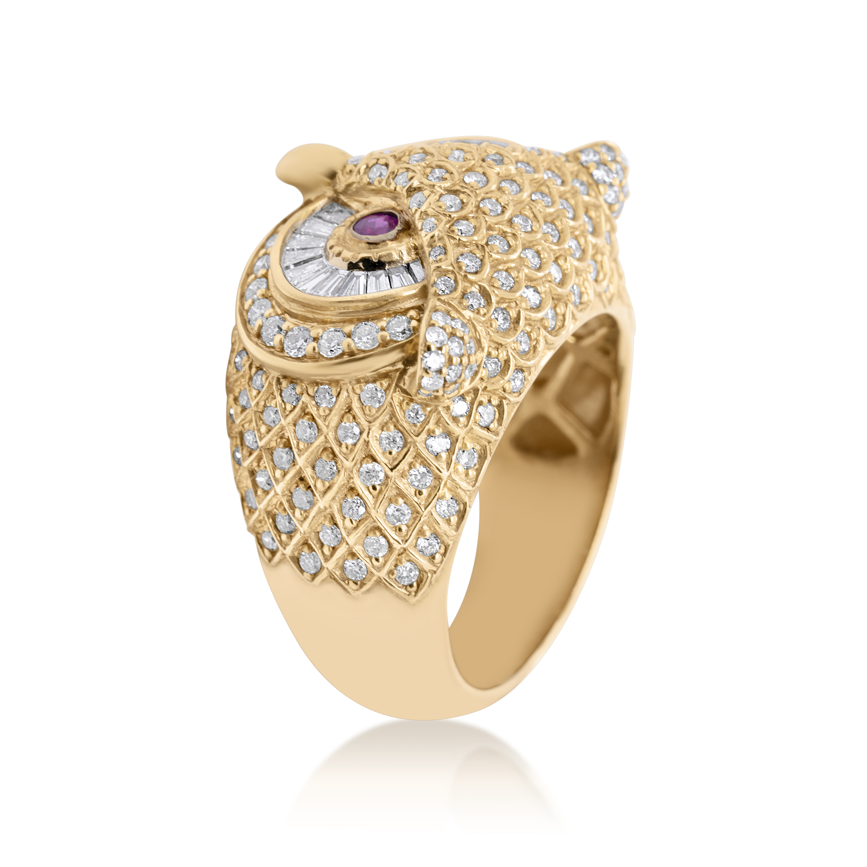 Diamond Owl Ring 2.10 ct. 10K Yellow Gold